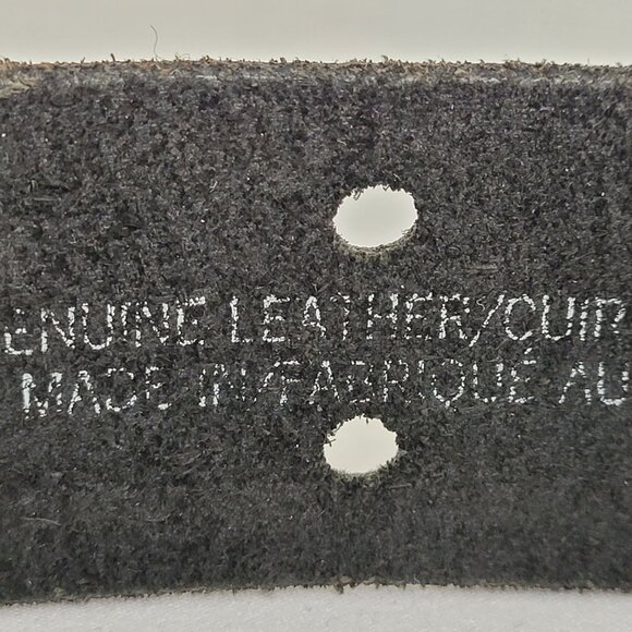 Vintage Black Leather Belt with Brass Buckle Size S - Picture 4 of 5